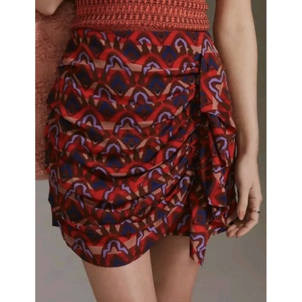 New‎ Dolan Anthropologie L Left Coast Collection Flowy Boho Red Mini Skirt Lined